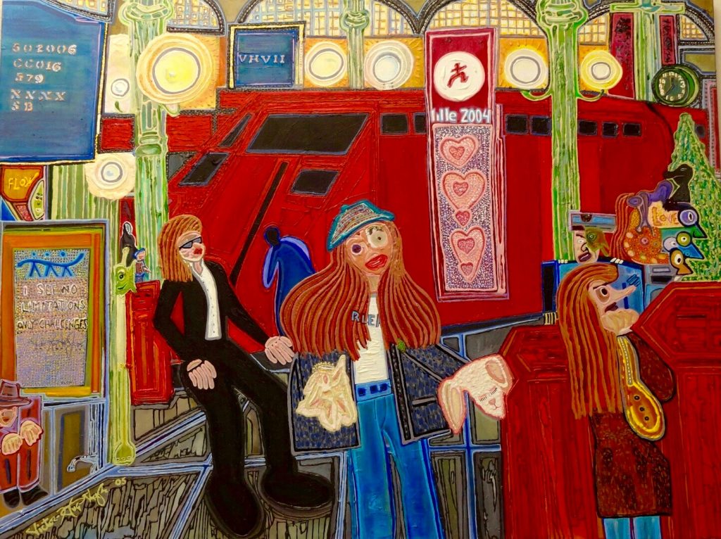 ART IMITATES LIFE IN 2004 PAINTING OF MAN IN HAT AT GARE DU NORD PARIS TRAIN STATION: Modern-Art-Gonzo-Journalism Predates Global Realization That U.S. Taxpayer Cash Is Being Laundered To Finance Terrorism in France And Other Nato Countries.