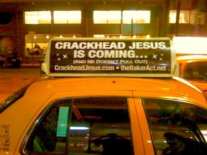 CRACKHEAD JESUS CAB BEING PHOTOGRAPHED BY TOURISTS IN MIAMI BEACH FLORIDA
