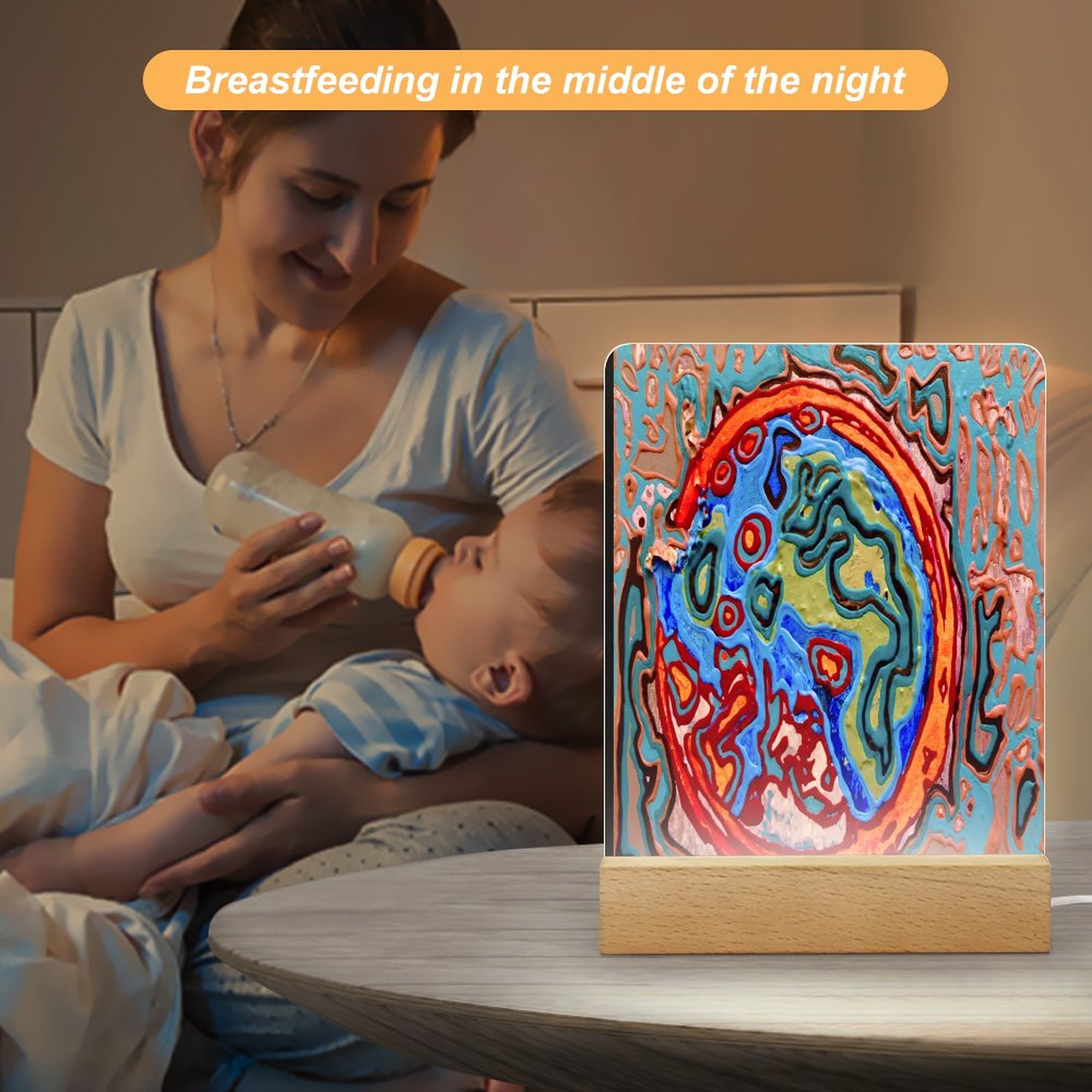 "Immortality" Acrylic Photo Night Light with Wooden Base