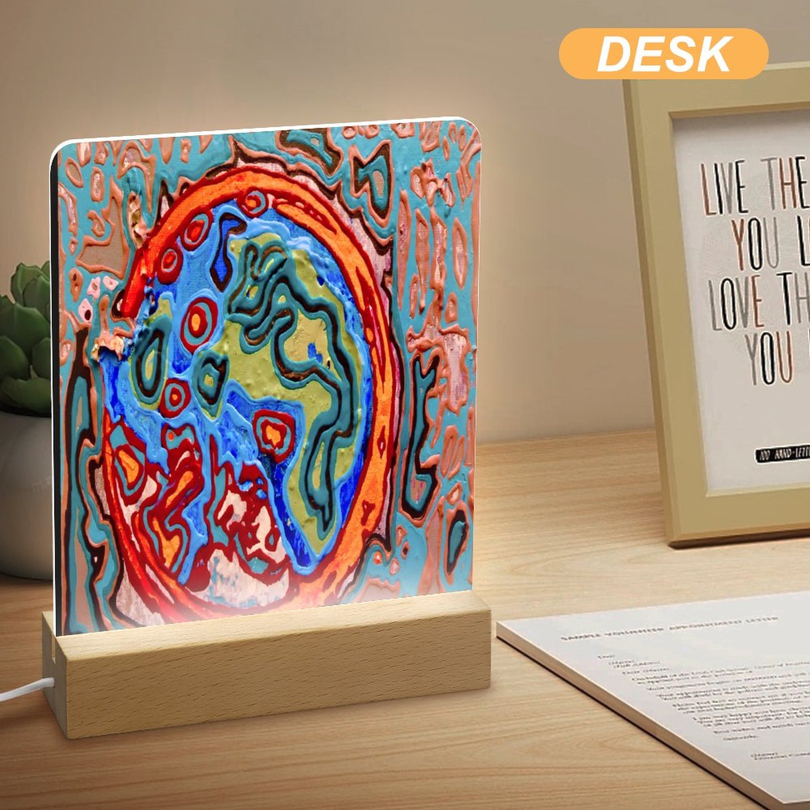 "Immortality" Acrylic Photo Night Light with Wooden Base - Image 4