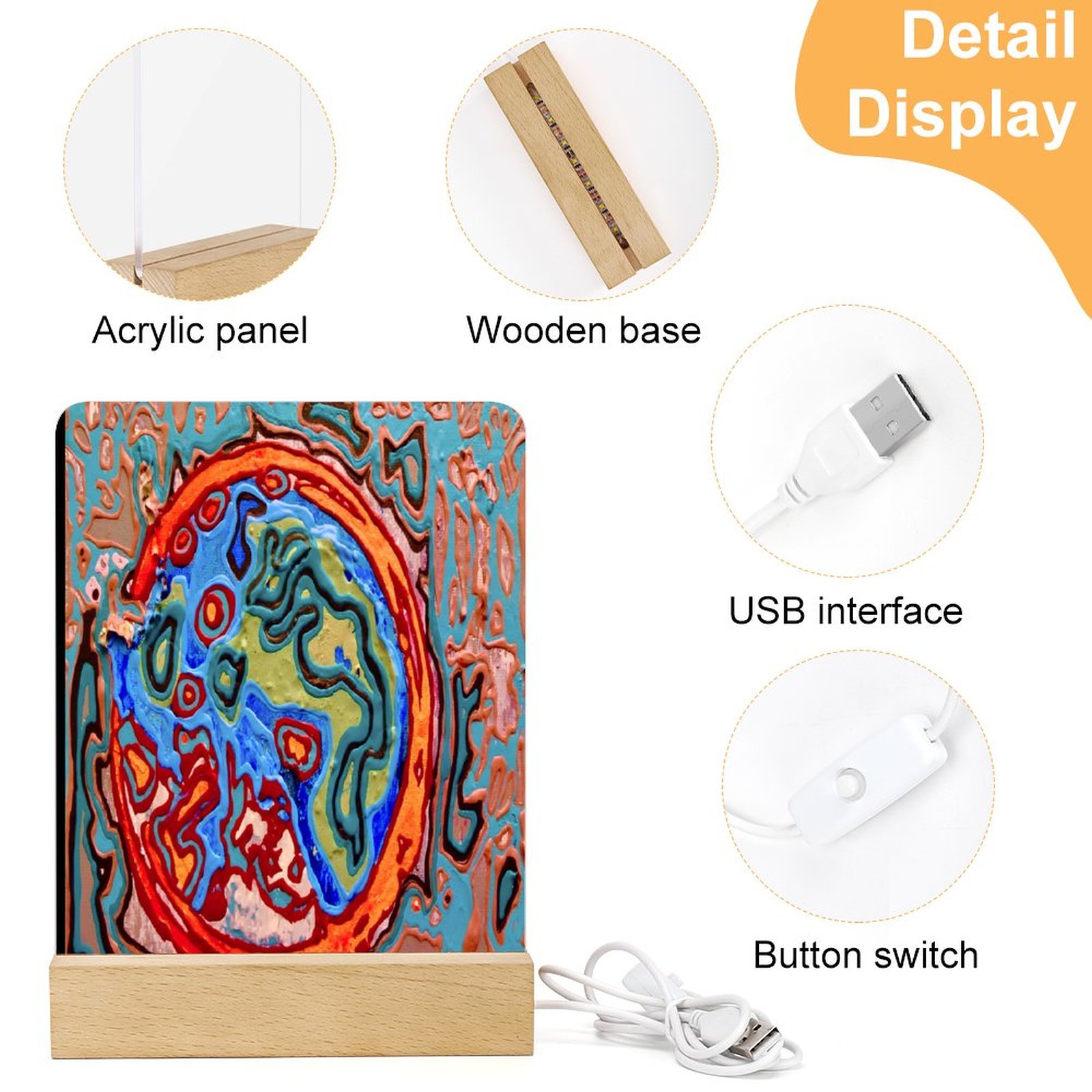 "Immortality" Acrylic Photo Night Light with Wooden Base - Image 5
