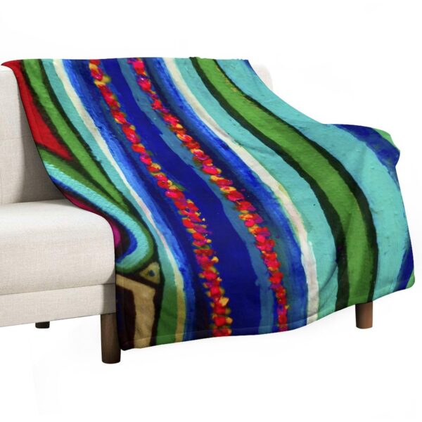 "Blue Green Color Stream"  Flannel Blanket-70"x80" (Dual-sided Printing)