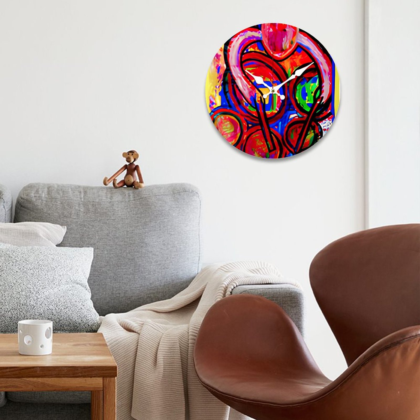"The Drummer" Wooden Wall Clock without Scale - Image 3