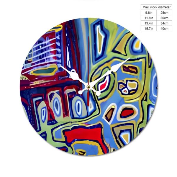 "Green Mosaic" Wooden Wall Clock without Scale