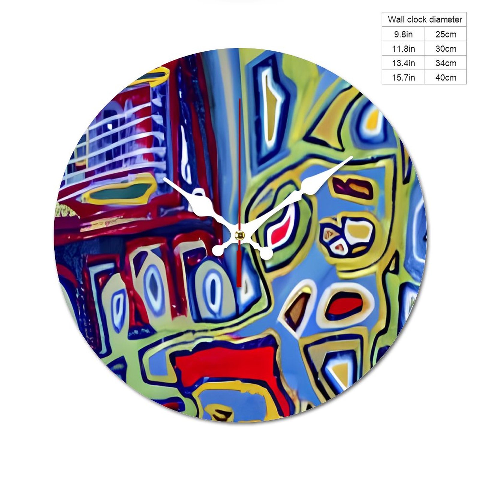 "Green Mosaic" Wooden Wall Clock without Scale