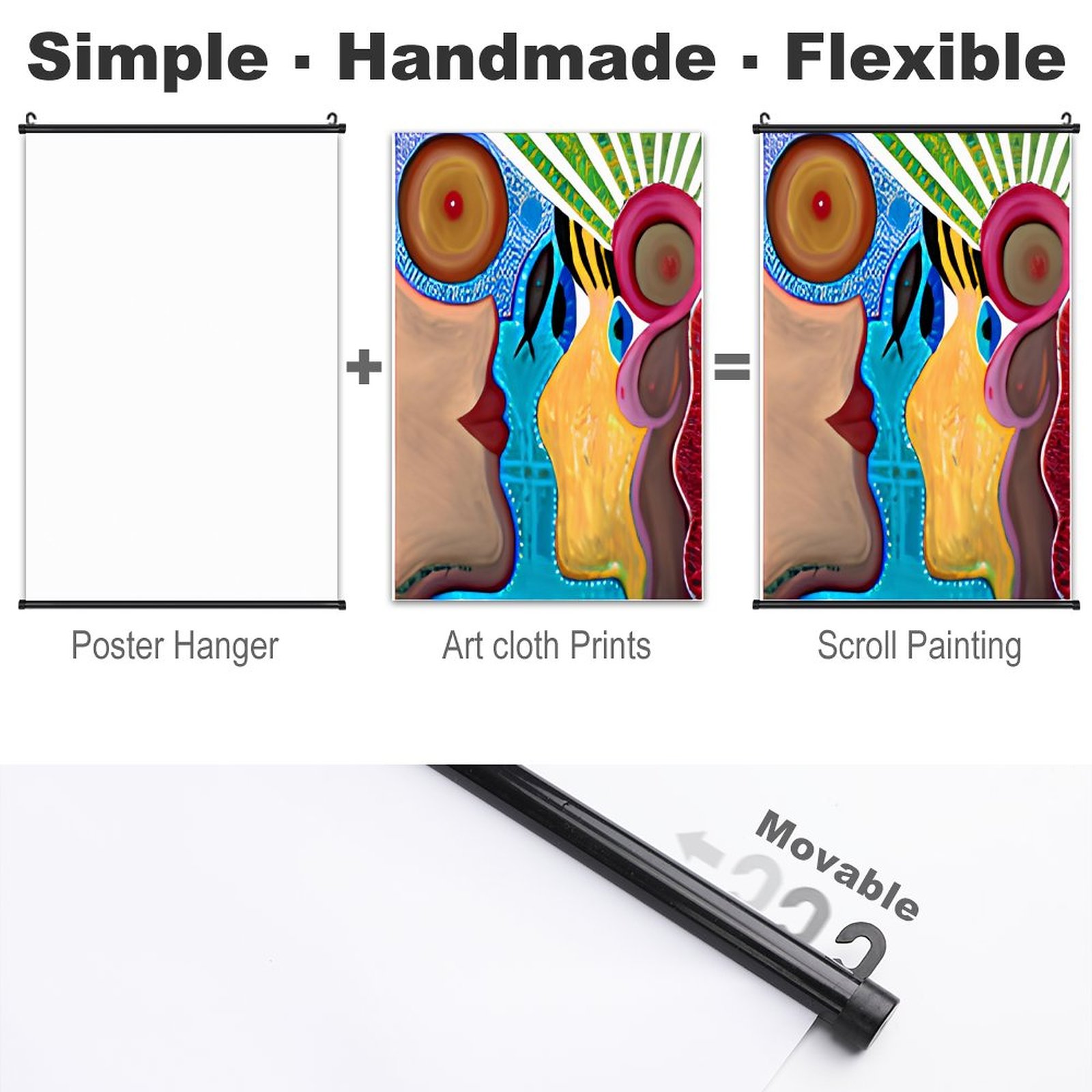 "Inspiration" Canvas Hanging Poster with Scrolls-16"x24"/ 40x60cm - Image 3